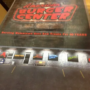 American Burger Center Menu
