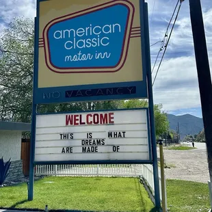 The motel reader board.