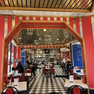 the interior of a diner