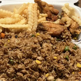 Fried Rice&amp;5pc Wings Combo (Drink)