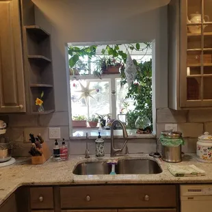 a kitchen with a window