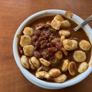 Average chili with their crackers, little spice to it