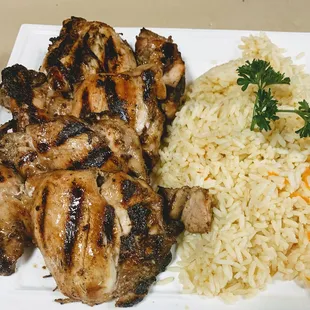 grilled chicken, rice and carrots