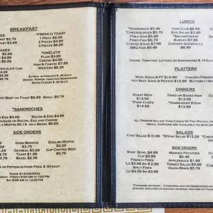 Menu at American Diner