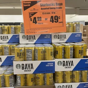 a display of cans of beer