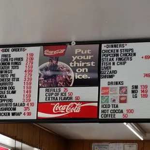 a menu for a fast food restaurant