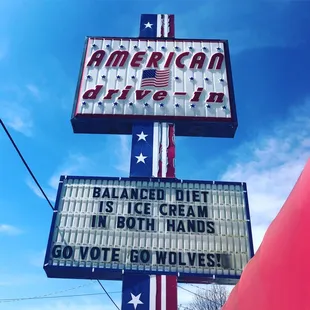 a sign for the american drive - in