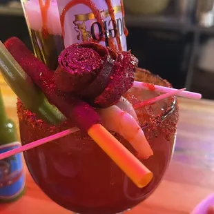 a bloody drink in a glass