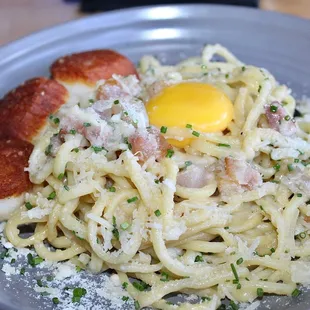 For Housemade Pasta I had the Carbonara made with river bear guanciale, pecorino, parmesan, egg yolk, &amp; chives with the addition of scallops