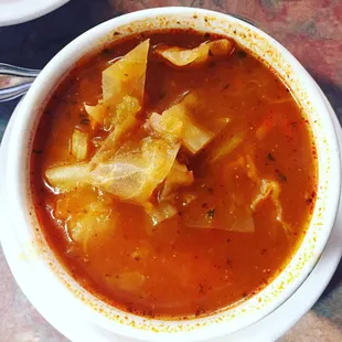 Cabbage soup was one of the soups of the day today