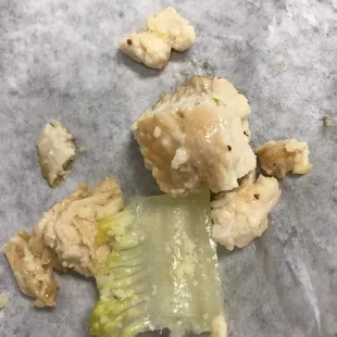 Chicken in my vegetarian Caesar - belly ache, loss of appetite, waste of $$!!