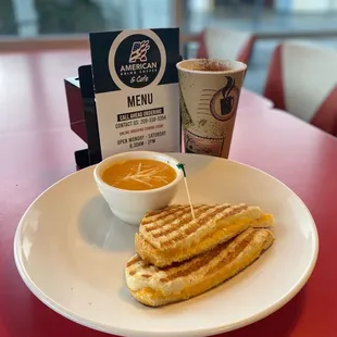Creamy tomato &amp; basil w/ grilled cheese special &amp; hot nutty mocha