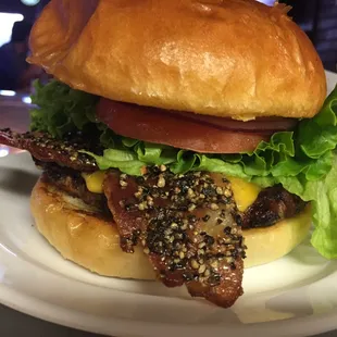 AG burger: Smoked cheddar and peppered bacon.