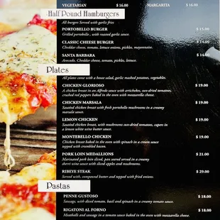 menu, pizza