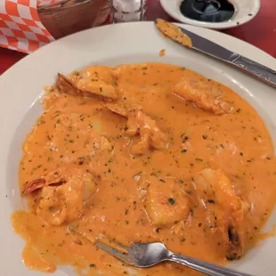 Seafood ravioli with shrimp scampi