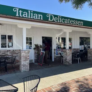 The entrance and outdoor seating