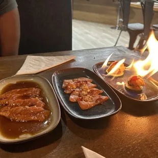 Salmon carpaccio and a chef special