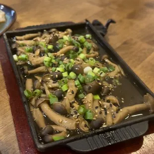 a pan of food on a table