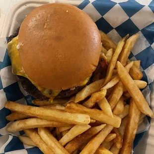 Burger and fries