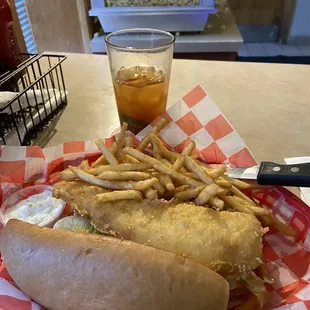 Fried Cod Sandwich, Tartar sauce and a Pile of very crispy Fries!