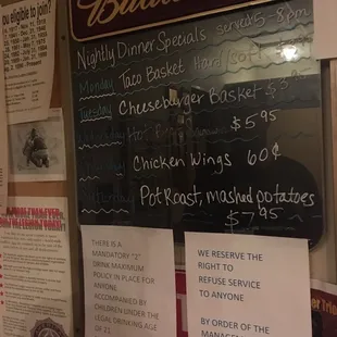 Nightly Dinner Specials