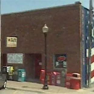 american flag painted on building