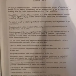 POW/MIA table