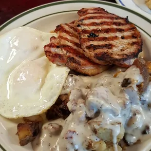 Pork chops and eggs breakfast :)