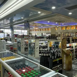 the inside of a liquor store