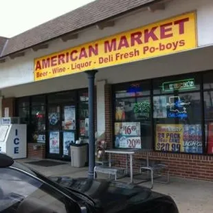 a car parked in front of the store