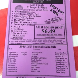 menu