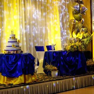 Great job with the piping, the cake table, and the head table!