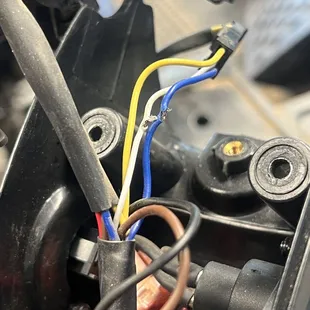 Wire harness damaged white and blue wires in tiller