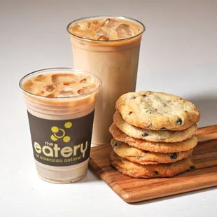 Iced lattes and cookies