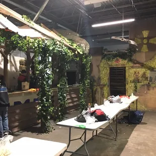Paintball assembly area and CO2 fill station.