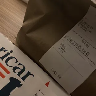 Reprinted ticket - 143am from a 1250am order.