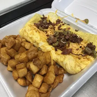 Omelet and breakfast potatoes!