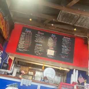 a menu on the wall
