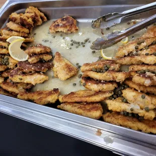 Chicken breast  with lemon and capers.