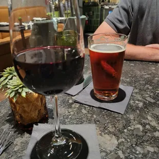 Obsidian wine (cabernet sauvignon) delicious and a Karbach Jukeboch