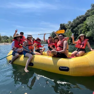 My friends and I on the American River at 1pm with a 10 person tube.