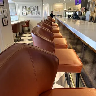 a row of bar stools
