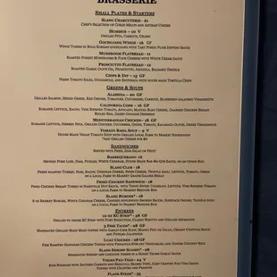 the menu