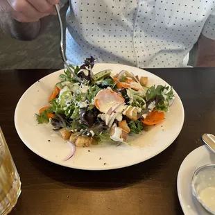 House salad with blue cheese dressing