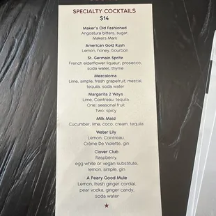 Specialty cocktails