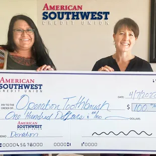 Donation to Operation Toothbrush, which provides hygiene products to homeless veterans.