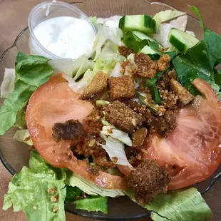 Tossed side salad with ranch.