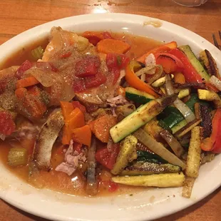 Baked pork cutlets with zucchini stir fry