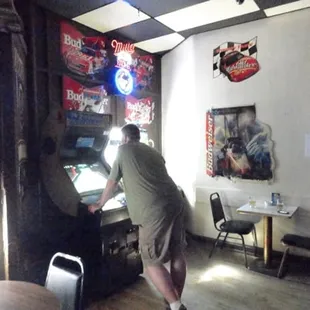 a man playing a video game