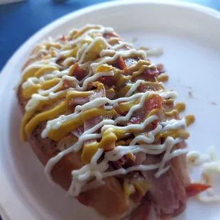 &quot;THE ROOSTER&quot; our Italian sub with smoked ham and Pepperoni sauté with onions peppers and banana peppers!
